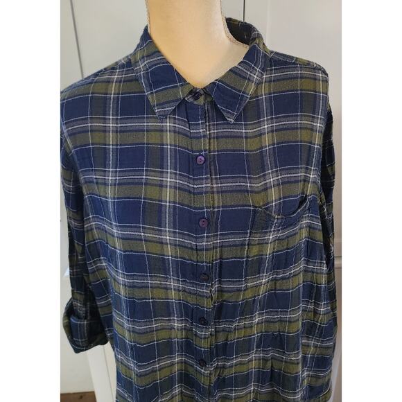 Westport Blue Green Button Up Plaid Plus Size Shirt 2X - Picture 2 of 8
